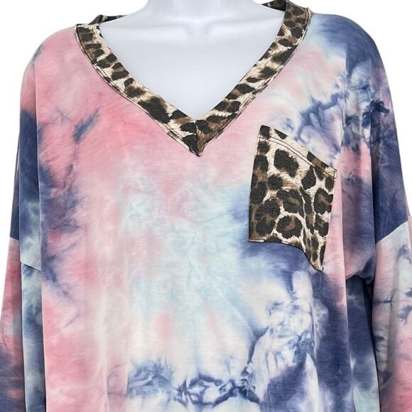 Everlily Rain Lovely Melody Ultra Soft Fleece Sweatshirt in Pink/Multi Size XL - Picture 2 of 7